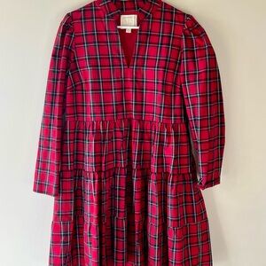 Sail to Sable Festive Christmas Tartan Plaid Tiered Dress sz. Large